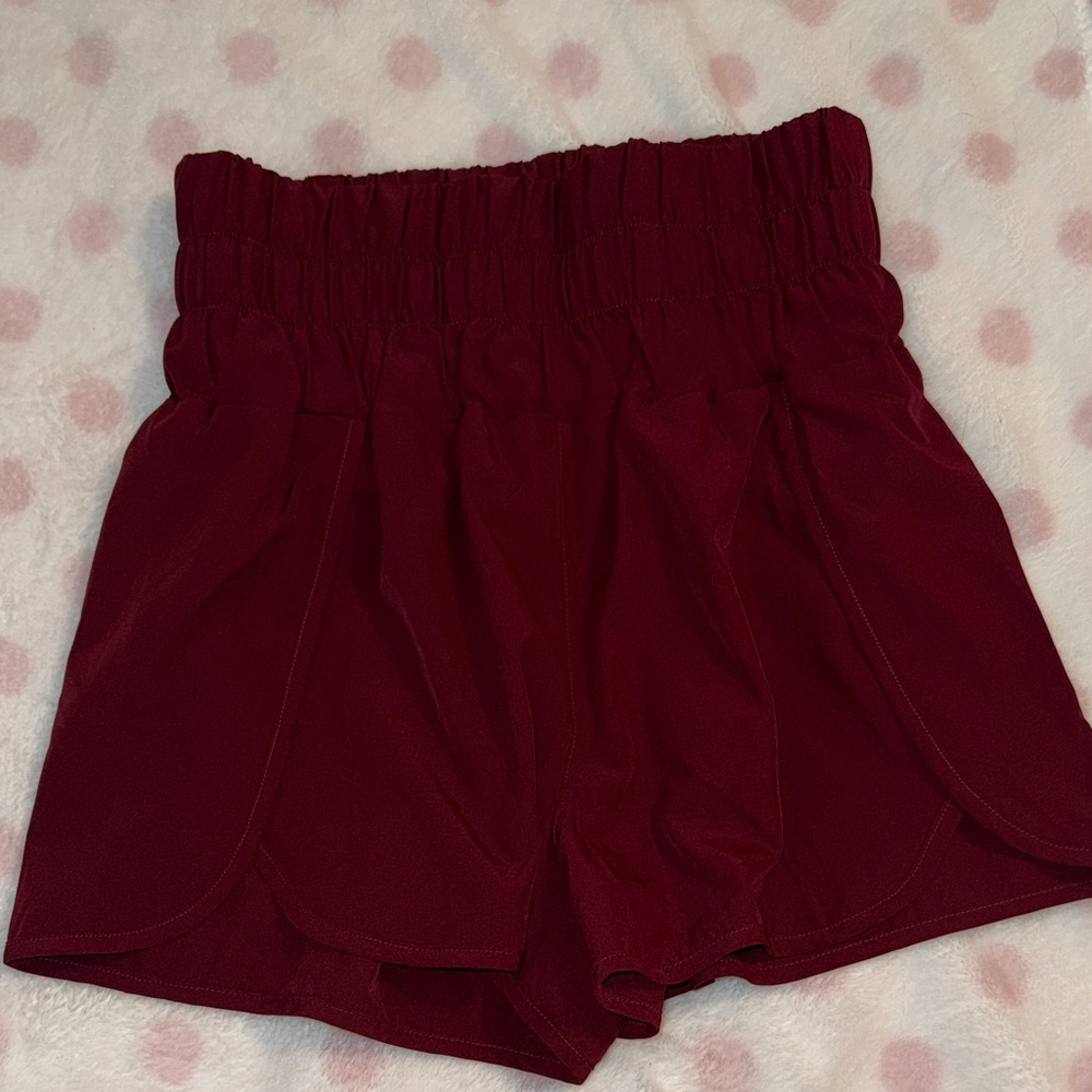 Maroon High Waisted Athletic Shorts